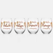 Happy Thanksgiving, Friendsgiving Monogram | Weinglas Ohne Stiel (Vorderseite)