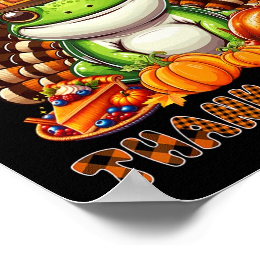 Happy Thanksgiving Frog Costume Turkey Fall Leaves Poster (Ecke)