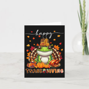 Happy Thanksgiving Frog Kostüm Türkei Herbstlaub Karte