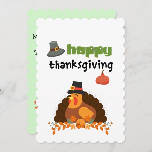 Happy Thanksgiving - Fun Turkey Card Einladung (Vorne/Hinten)