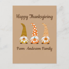 Happy Thanksgiving Funny Gnomes Holiday Card Feiertagspostkarte