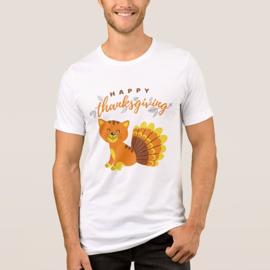 Happy Thanksgiving Funny Modern Cat Spaß Tri-Blend Shirt (Vorderseite)