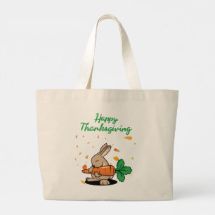 Happy Thanksgiving Funny Rabbit Jumbo Stoffbeutel