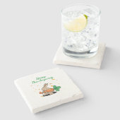 Happy Thanksgiving Funny Rabbit Steinuntersetzer (Seitenansicht)