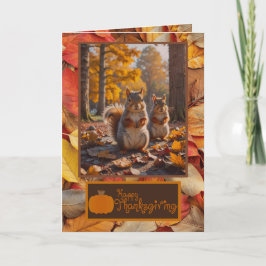 Happy Thanksgiving Funny Squirrel Card Dankeskarte