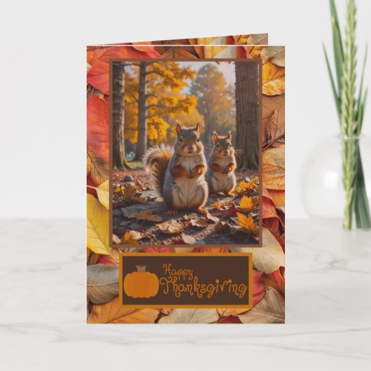 Happy Thanksgiving Funny Squirrel Card Dankeskarte (Vorderseite)