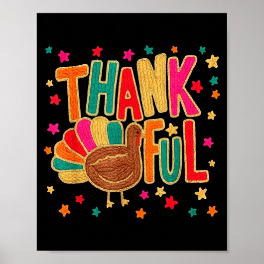 Happy Thanksgiving Funny Thankful Turkey Pumpkin F Poster (Vorne)