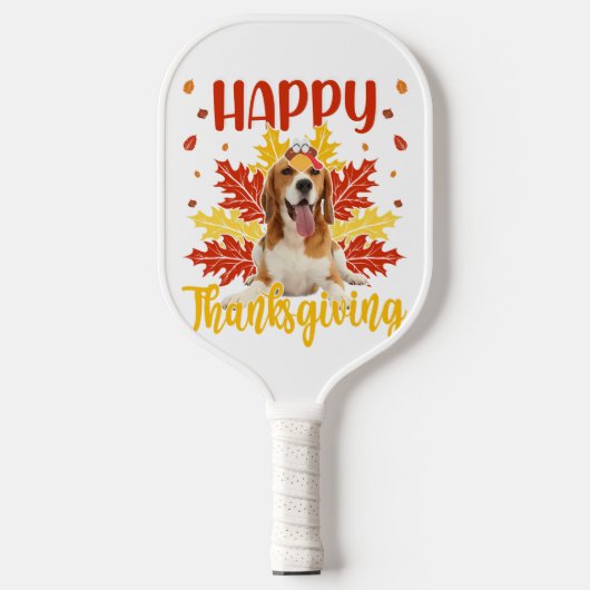 Happy Thanksgiving Funny Turkey Beagle Lover Pickleball Schläger (Vorderseite)