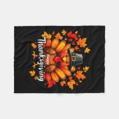 Happy Thanksgiving Funny Turkey Family Dinner Than Fleecedecke (Vorderseite (Horizontal))