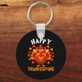 Happy Thanksgiving Funny Turkey Family Dinner Than Schlüsselanhänger (Vorderseite)