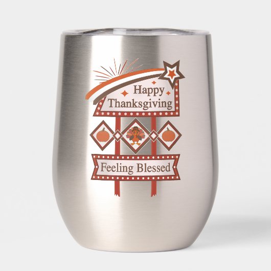 Happy Thanksgiving Gefühl gesegnet Retro-Zeichen (Rückseite)