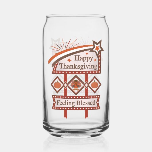 Happy Thanksgiving Gefühl gesegnet Retro-Zeichen Dosenglas (Vorderseite)