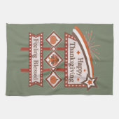 Happy Thanksgiving Gefühl gesegnet Retro-Zeichen Geschirrtuch (Horizontal)