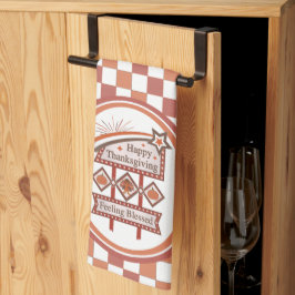 Happy Thanksgiving Gefühl gesegnet Retro-Zeichen Geschirrtuch