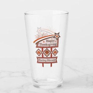 Happy Thanksgiving Gefühl gesegnet Retro-Zeichen Glas