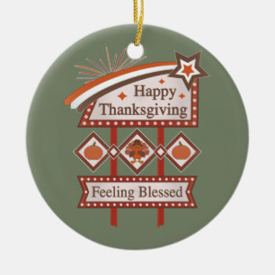 Happy Thanksgiving Gefühl gesegnet Retro-Zeichen Keramik Ornament