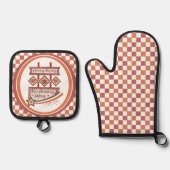 Happy Thanksgiving Gefühl gesegnet Retro-Zeichen Ofenhandschuh & Topflappen-Set (Vorderseite)