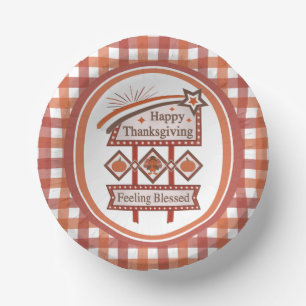 Happy Thanksgiving Gefühl gesegnet Retro-Zeichen Pappteller