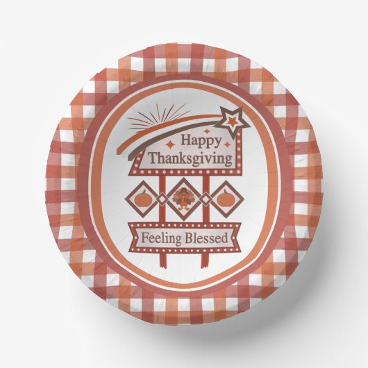 Happy Thanksgiving Gefühl gesegnet Retro-Zeichen Pappteller (Vorderseite)