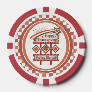 Happy Thanksgiving Gefühl gesegnet Retro-Zeichen Pokerchips