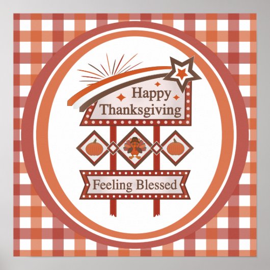 Happy Thanksgiving Gefühl gesegnet Retro-Zeichen Poster (Vorne)