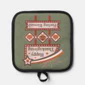 Happy Thanksgiving Gefühl gesegnet Retro-Zeichen Topflappen (Vorderseite)