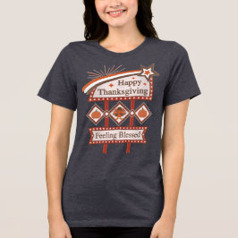 Happy Thanksgiving Gefühl gesegnet Retro-Zeichen Tri-Blend Shirt
