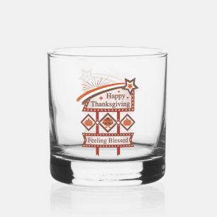Happy Thanksgiving Gefühl gesegnet Retro-Zeichen Whiskyglas