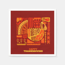 Happy Thanksgiving Geometric Abstrakt Cocktail Serviette