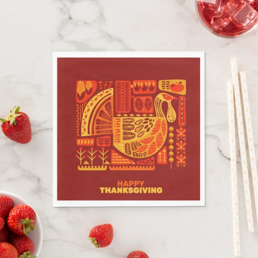 Happy Thanksgiving Geometric Abstrakt Luncheon Serviette (Beispiel)