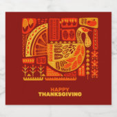 Happy Thanksgiving Geometric Abstrakt Orange Brown Bierflaschenetikett (Einzelnes Label)