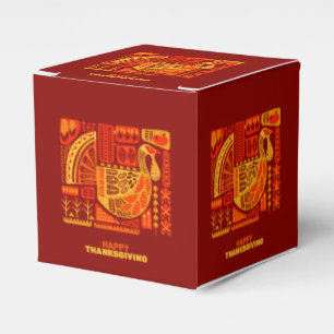 Happy Thanksgiving Geometric Abstrakt Orange Brown Geschenkschachtel