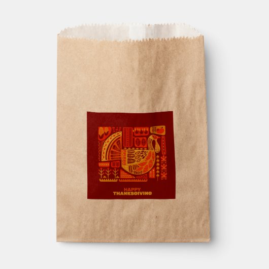 Happy Thanksgiving Geometric Abstrakt Orange Brown Geschenktütchen (Vorderseite)