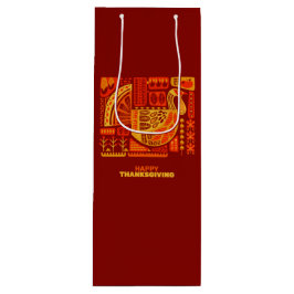 Happy Thanksgiving Geometric Abstrakt Orange Brown Geschenktüte Für Weinflaschen