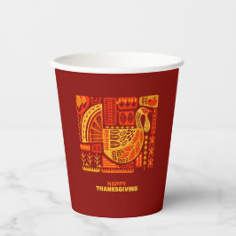 Happy Thanksgiving Geometric Abstrakt Orange Brown Pappbecher