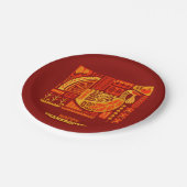 Happy Thanksgiving Geometric Abstrakt Orange Brown Pappteller (Schrägansicht)