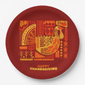 Happy Thanksgiving Geometric Abstrakt Orange Brown Pappteller (Vorderseite)
