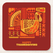 Happy Thanksgiving Geometric Abstrakt Orange Brown Rechteckiger Pappuntersetzer (Vorderseite)