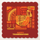 Happy Thanksgiving Geometric Abstrakt Orange Brown Untersetzer (Vorderseite)