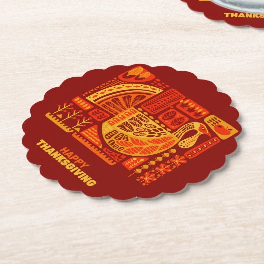Happy Thanksgiving Geometric Abstrakt Orange Brown Untersetzer (angewinkelt)
