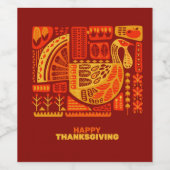 Happy Thanksgiving Geometric Abstrakt Orange Brown Weinetikett (Einzelnes Label)