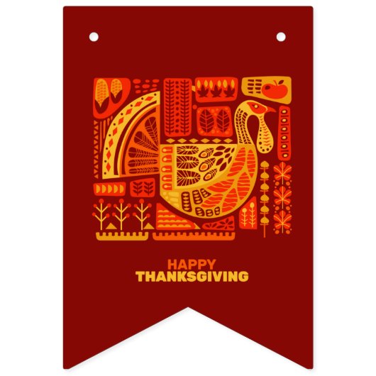 Happy Thanksgiving Geometric Abstrakt Orange Brown Wimpelkette (Zweite Fahne)