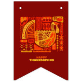 Happy Thanksgiving Geometric Abstrakt Orange Brown Wimpelkette (Dritte Fahne)