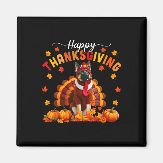 Happy Thanksgiving German Shepherd Cosplay Fall Tu Magnet (Vorne)