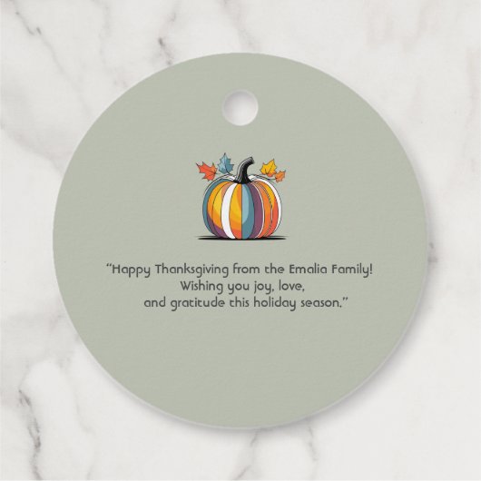 Happy Thanksgiving Geschenkanhänger (Rückseite)