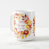 Happy Thanksgiving-Geschenke Aquarellkranz Kaffeetasse (Vorderseite Links)