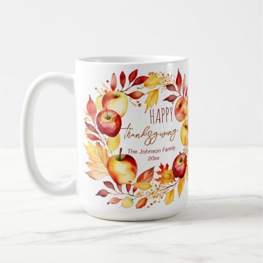 Happy Thanksgiving-Geschenke Aquarellkranz Kaffeetasse (Links)