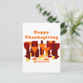 Happy Thanksgiving Glasses Feiertagspostkarte (Stehend Vorderseite)