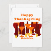 Happy Thanksgiving Glasses Feiertagspostkarte (Vorne/Hinten)