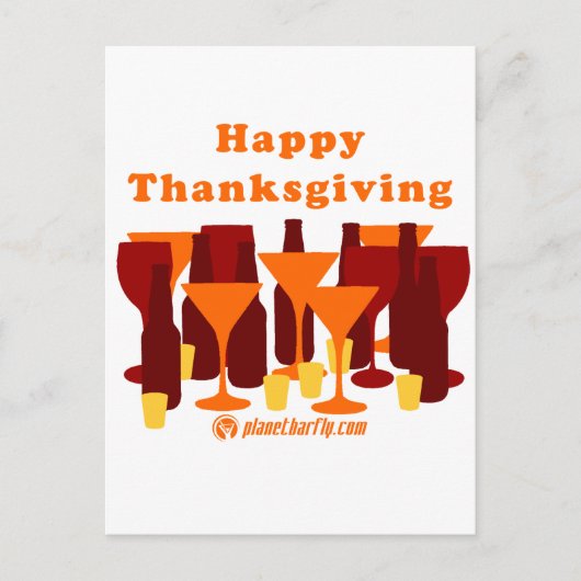 Happy Thanksgiving Glasses Feiertagspostkarte (Vorderseite)